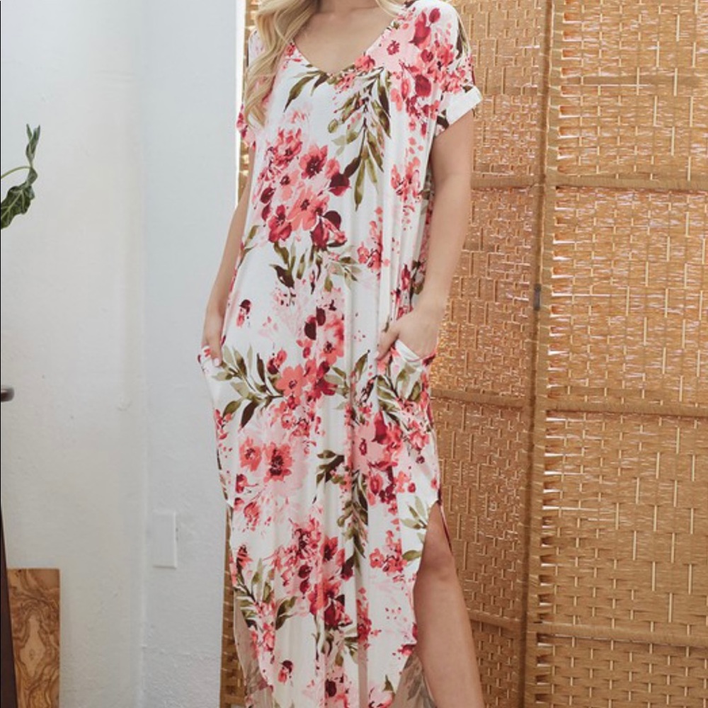 V neck maxi dress